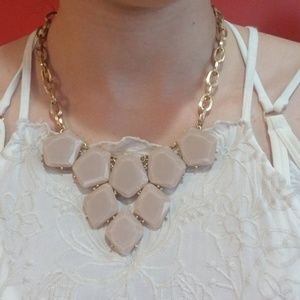 NWOT Soft Pink and Gold Statement Necklace